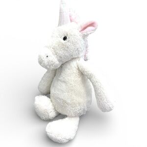 Jellycat London Unicorn Plush Soft Pink Cream RETIRED Stuffed Animal Toy 12”